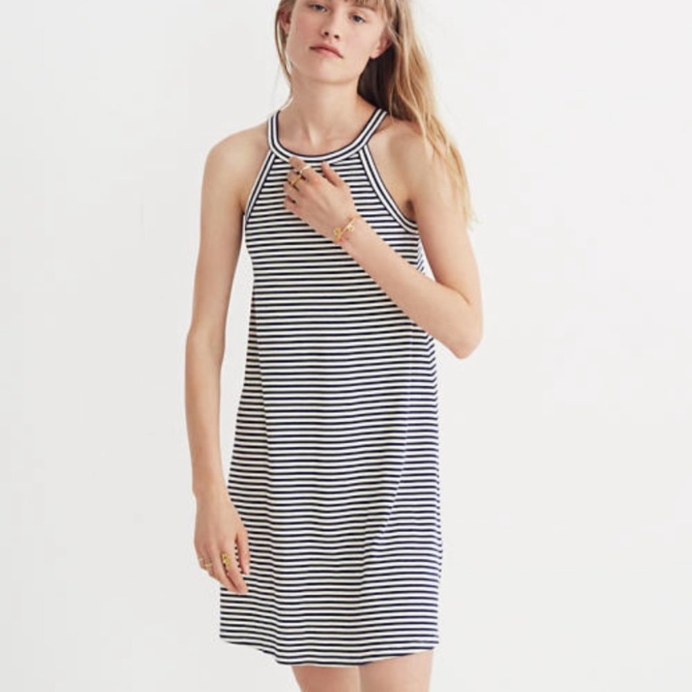 Madewell District Dress in Stripe Navy, Size M